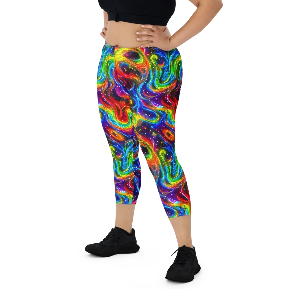 Rainbow Eclipse on Capri Leggings — Front
