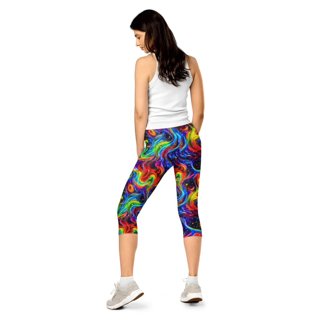 Rainbow Eclipse on Capri Leggings — Back