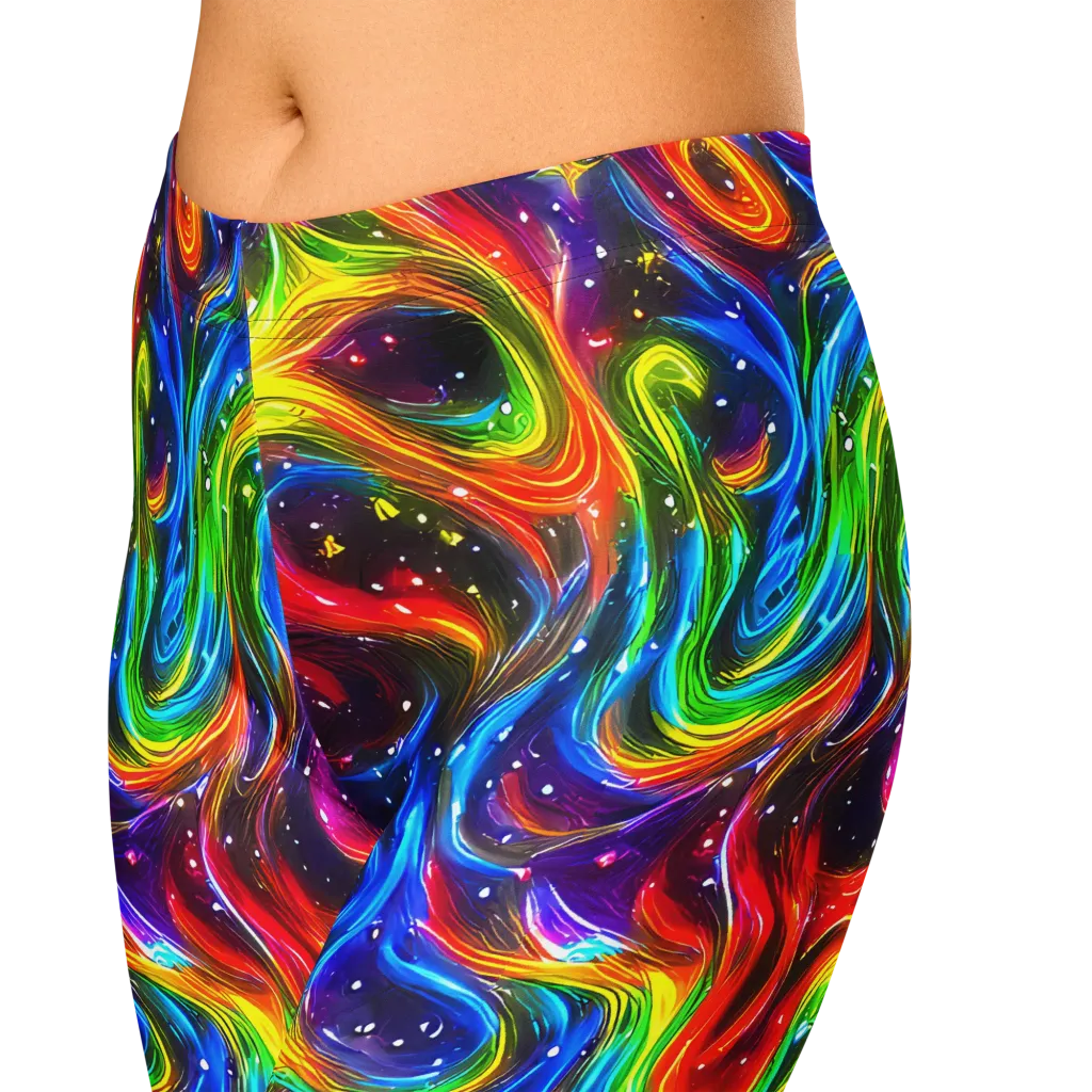 Rainbow Eclipse on Capri Leggings — Zoomed-in