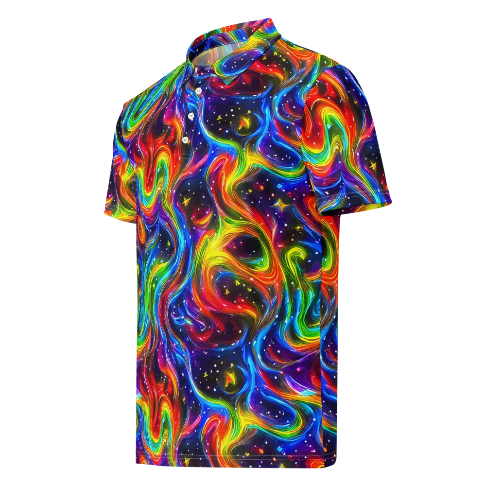 Rainbow Eclipse on Men's Slim Fit Polo Shirt — Left Front