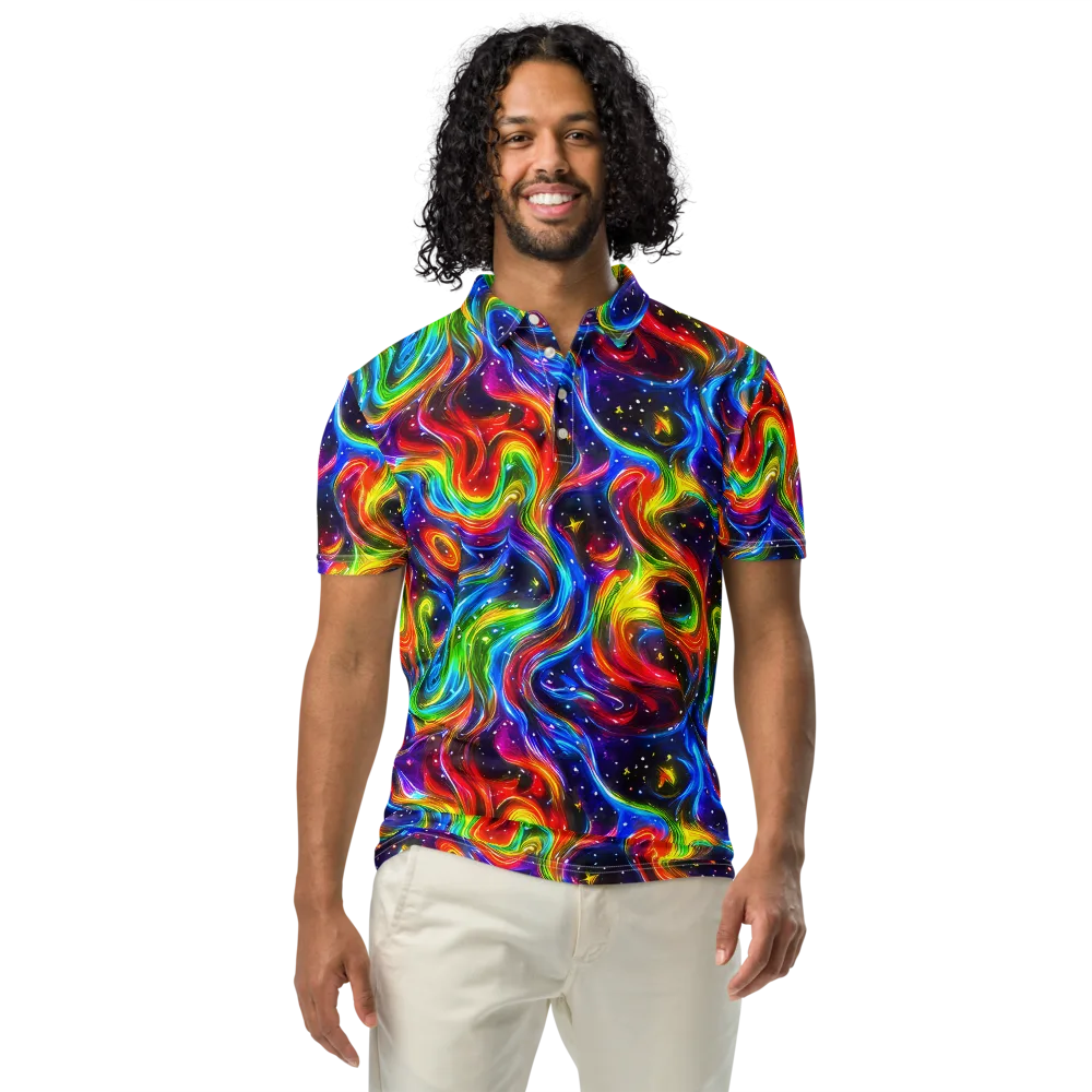 Rainbow Eclipse on Men's Slim Fit Polo Shirt — Front