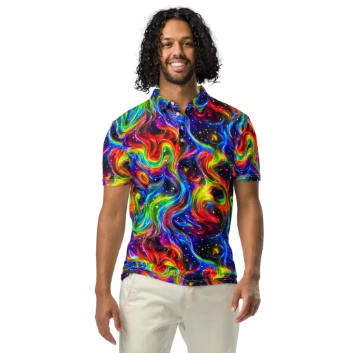 Rainbow Eclipse on a Men's Slim Fit Polo Shirt