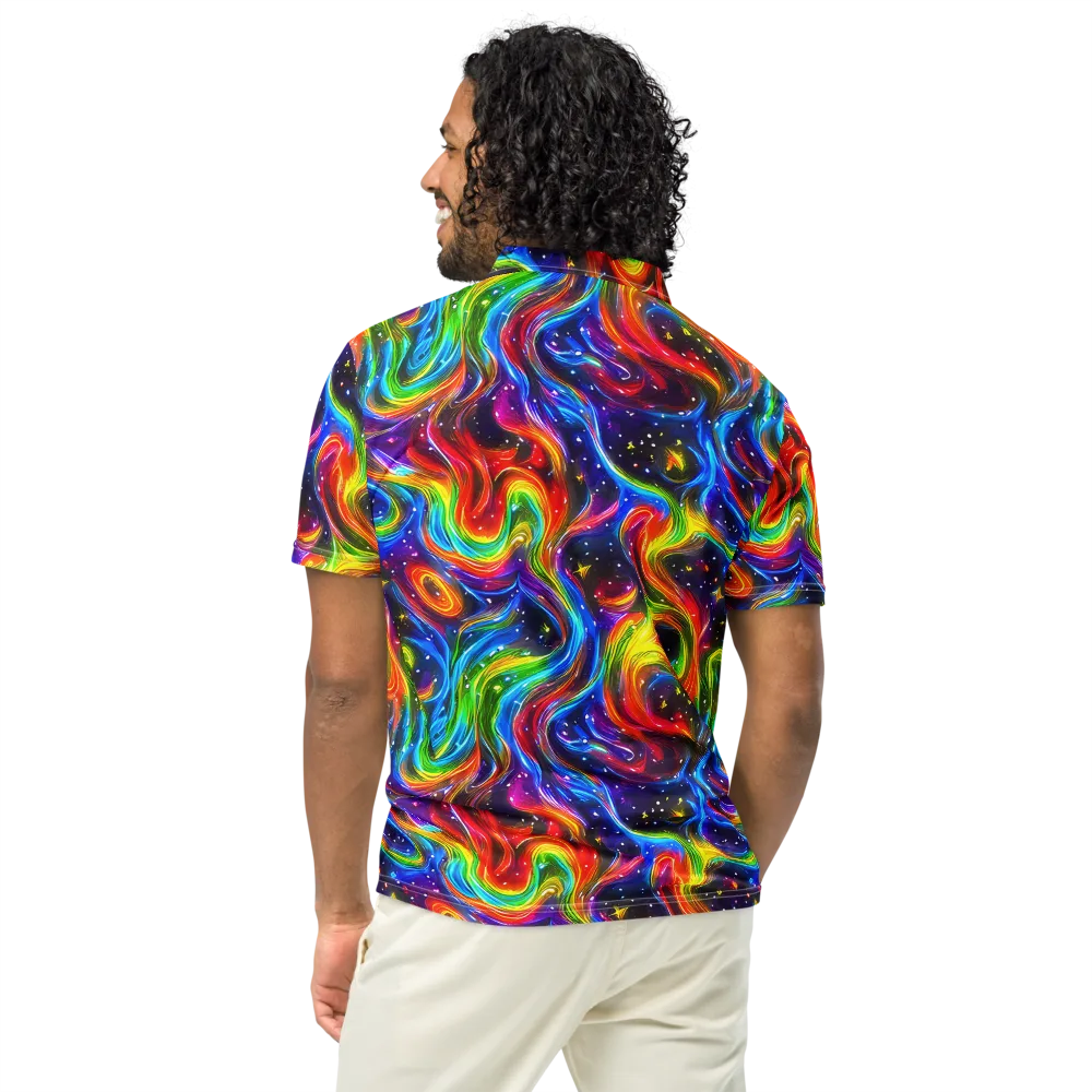Rainbow Eclipse on Men's Slim Fit Polo Shirt — Back