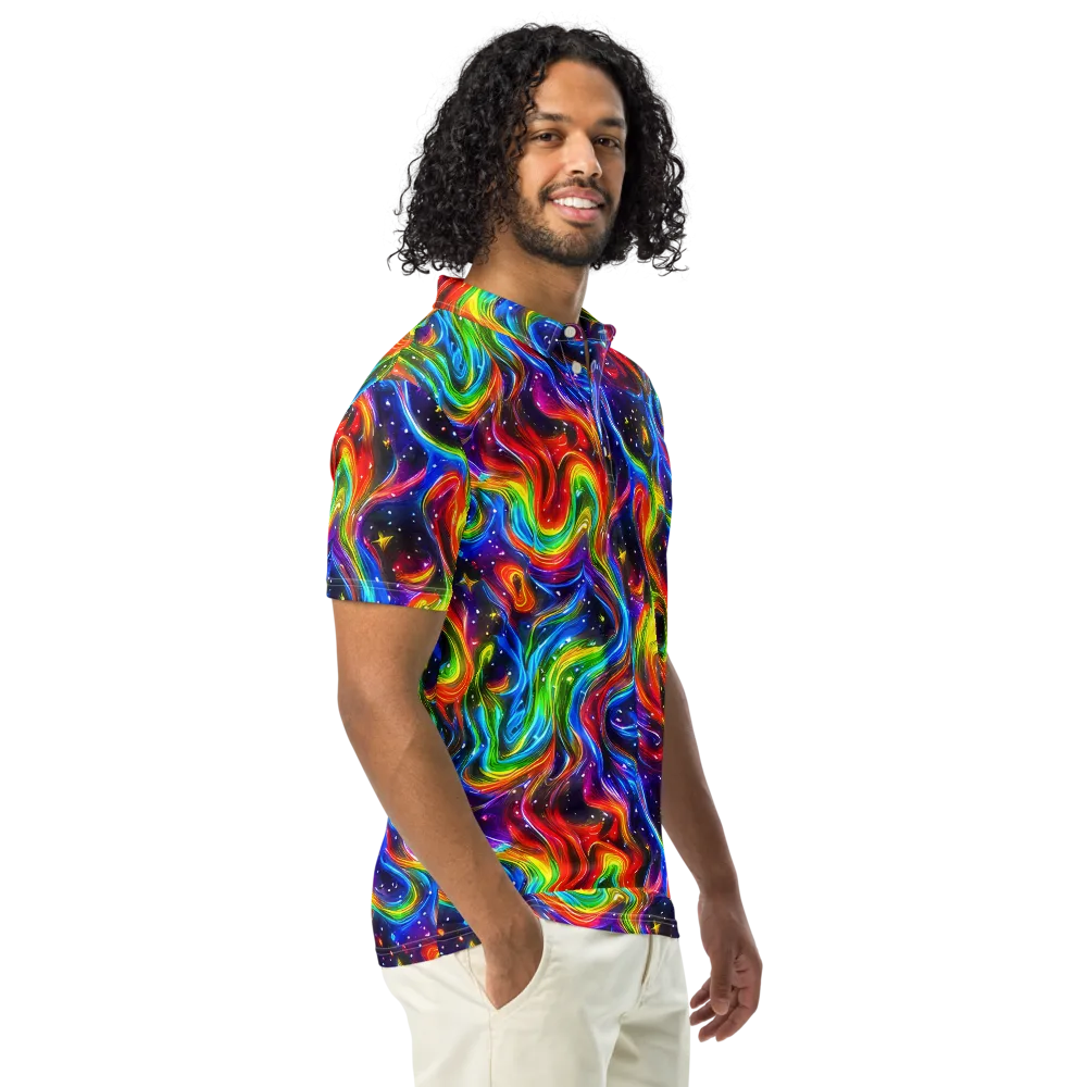 Rainbow Eclipse on Men's Slim Fit Polo Shirt — Right Front