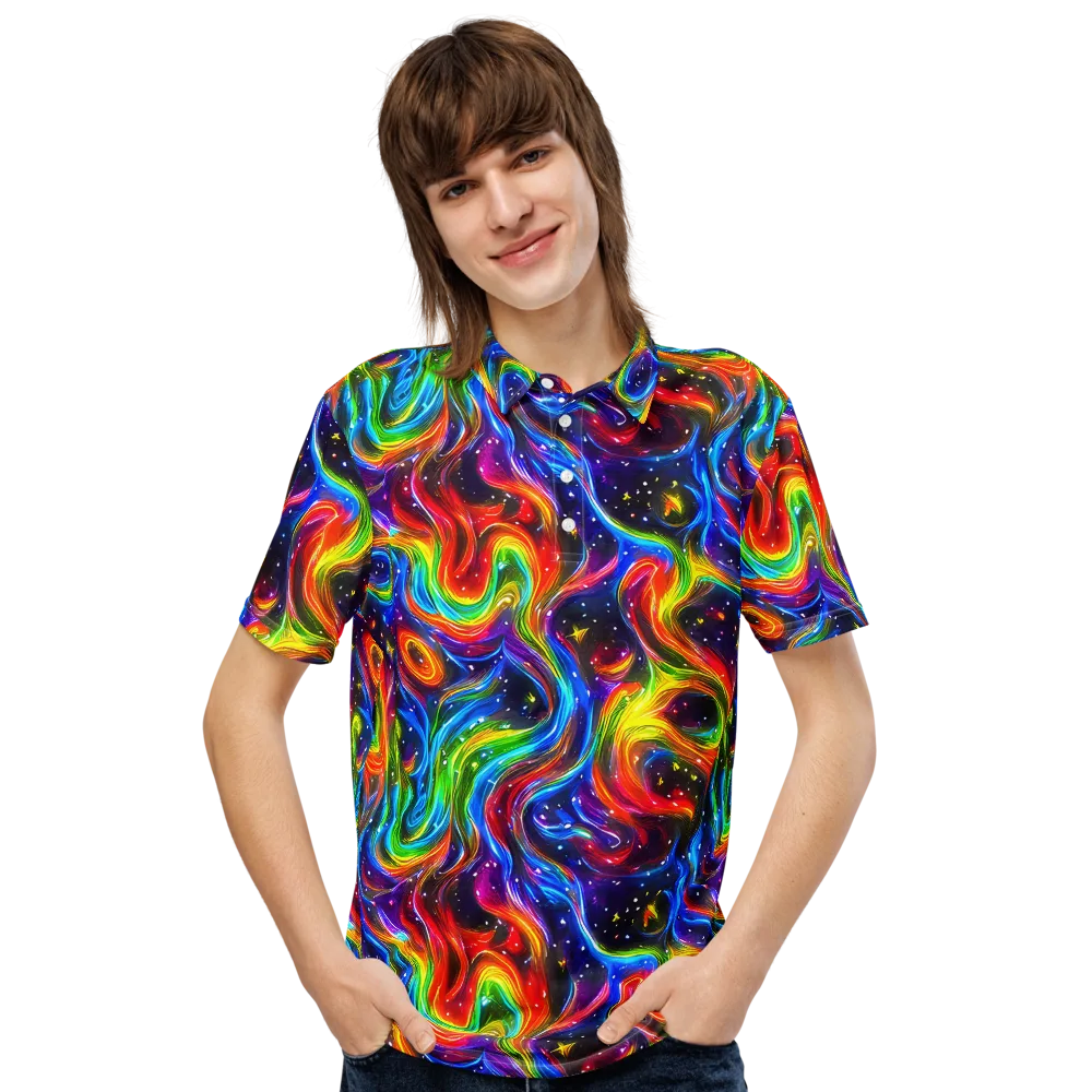Rainbow Eclipse on Men's Slim Fit Polo Shirt — Front
