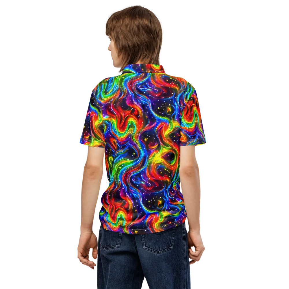 Rainbow Eclipse on Men's Slim Fit Polo Shirt — Back