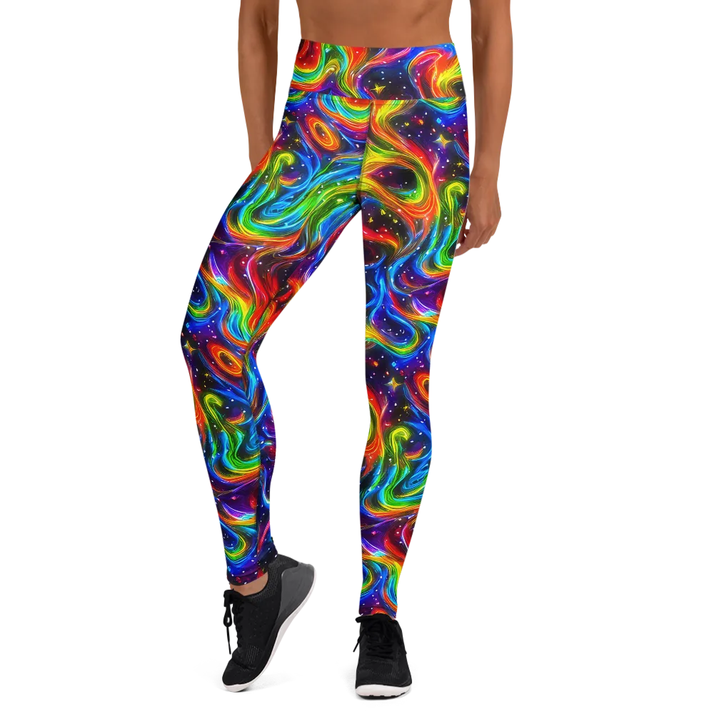 Rainbow Eclipse on Yoga Leggings — Front
