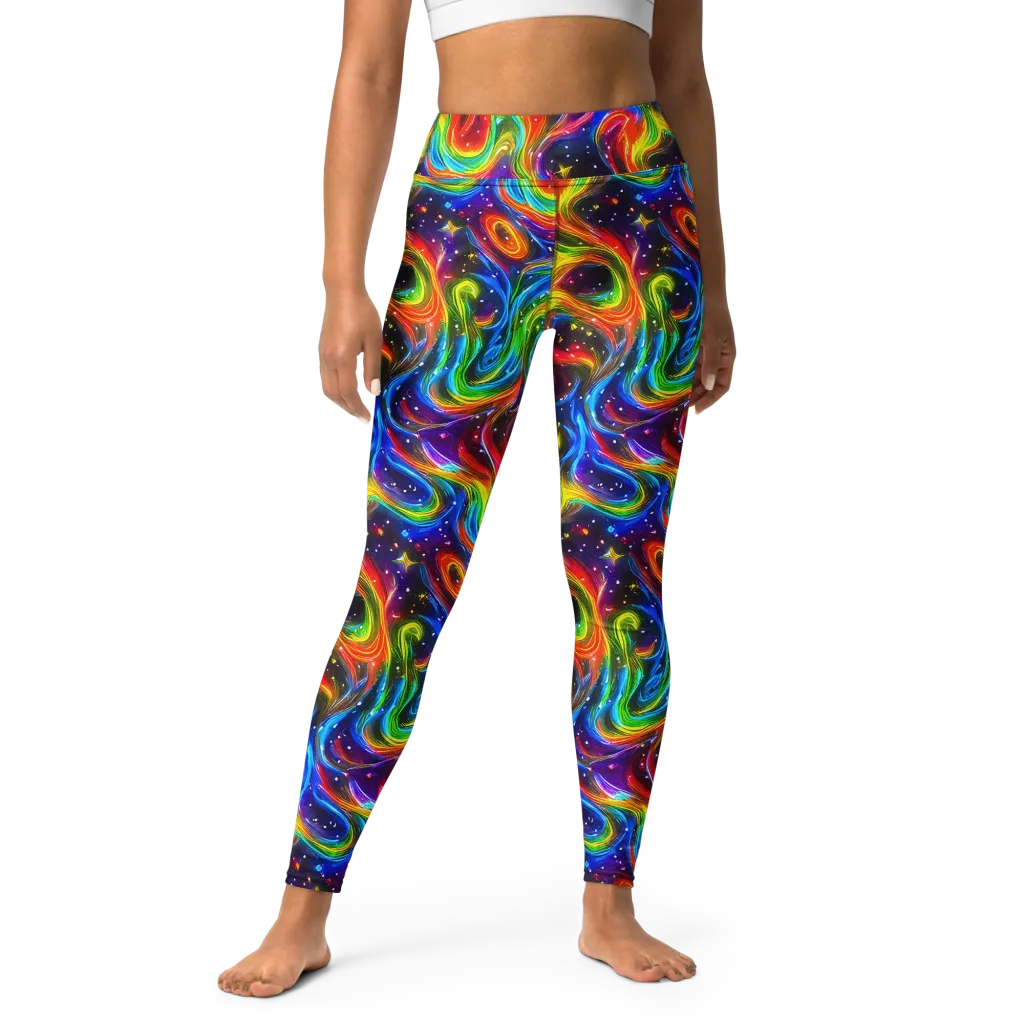 Rainbow Eclipse on Yoga Leggings — Front