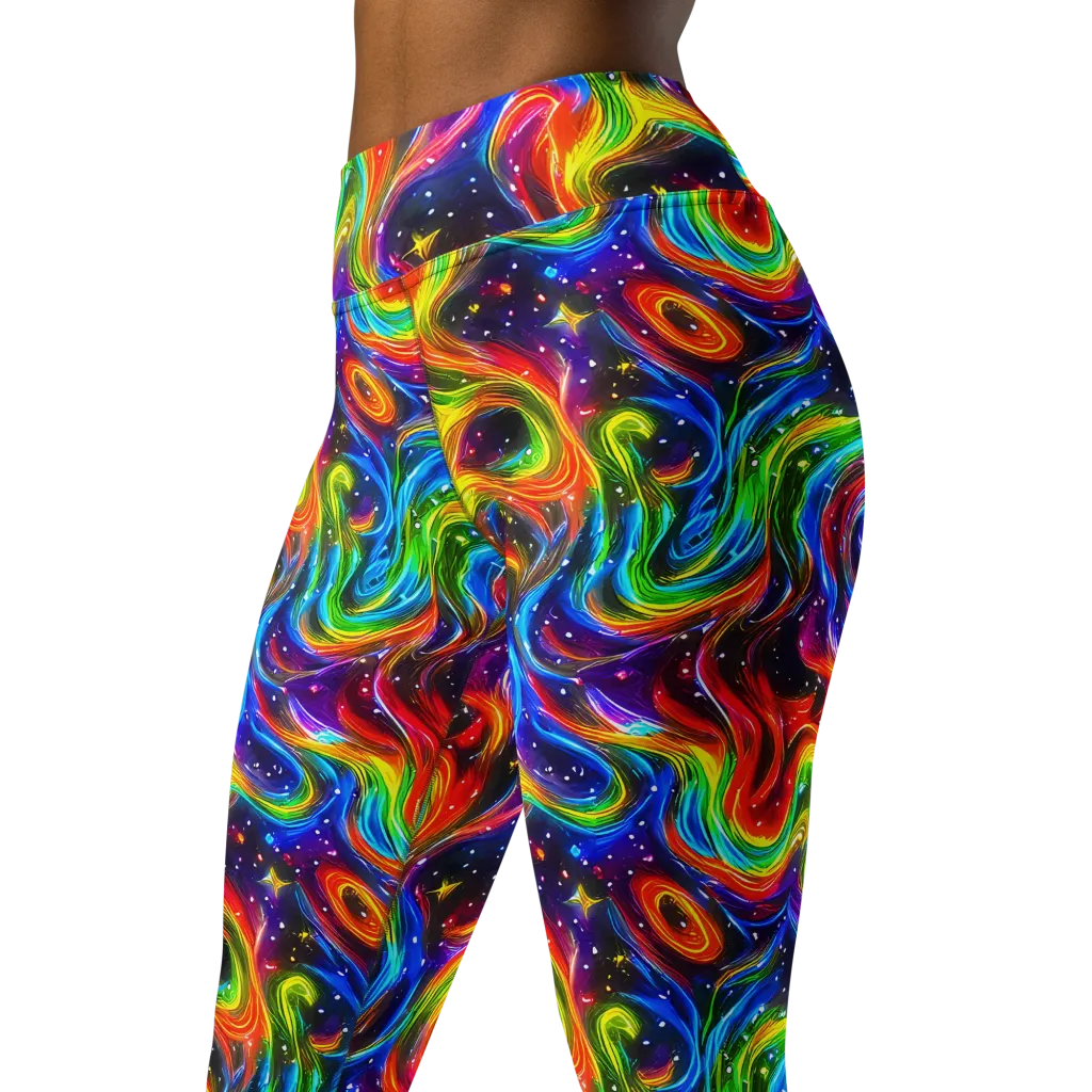 Rainbow Eclipse on Yoga Leggings — Left Front