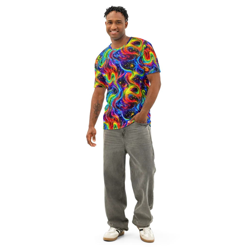 Rainbow Eclipse on Men's Cotton Crew Neck T-Shirt — Front