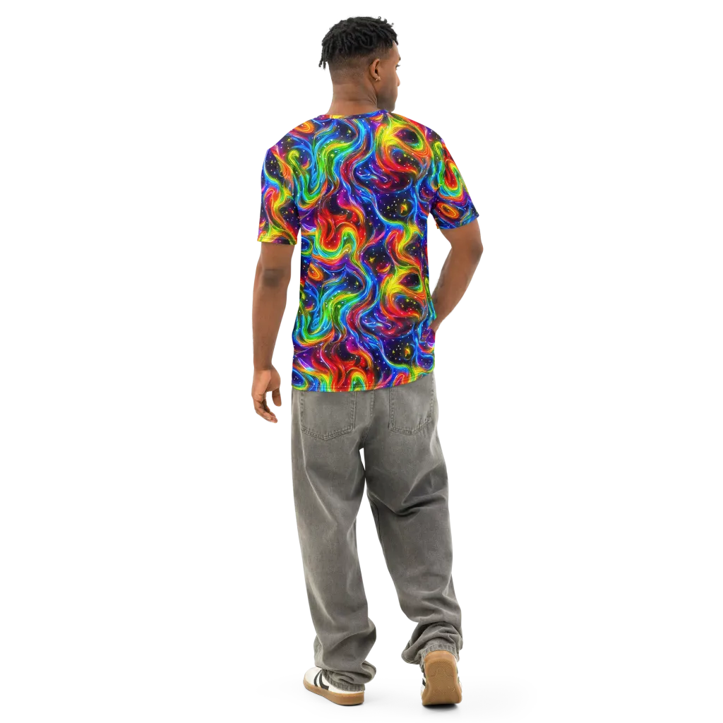 Rainbow Eclipse on Men's Cotton Crew Neck T-Shirt — Back