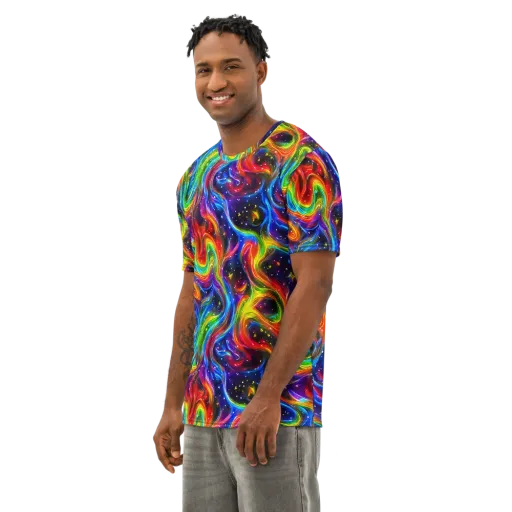 Rainbow Eclipse on a Men's Cotton Crew Neck T-Shirt