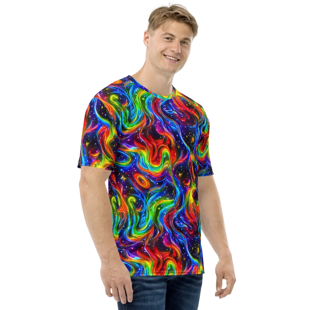 Rainbow Eclipse on Men's Crew Neck T-Shirt — Right