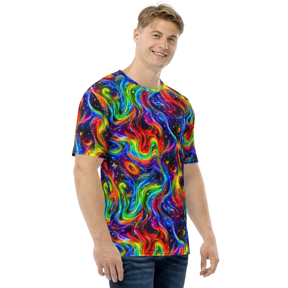 Rainbow Eclipse on Men's Crew Neck T-Shirt — Right
