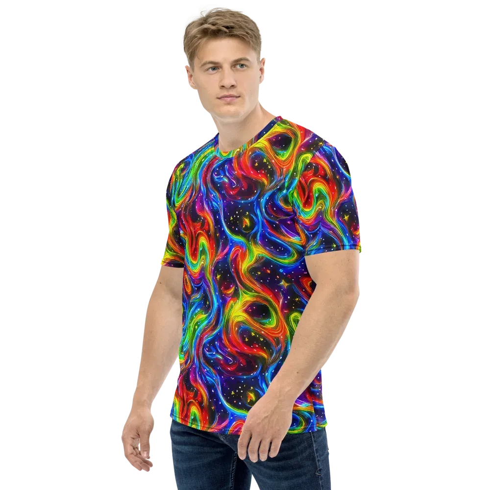 Rainbow Eclipse on Men's Crew Neck T-Shirt — Left