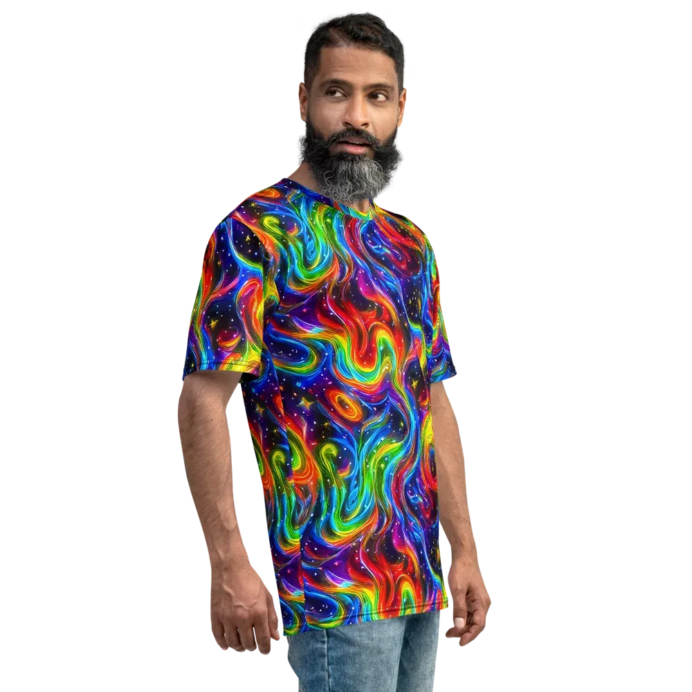 Rainbow Eclipse on Men's Crew Neck T-Shirt — Right