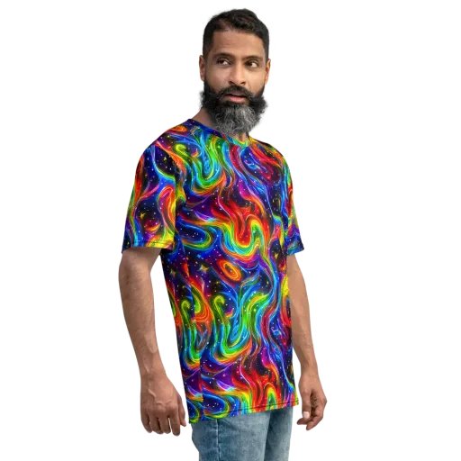 Rainbow Eclipse on a Men's Crew Neck T-Shirt