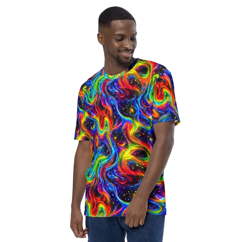 Rainbow Eclipse on Men's Crew Neck T-Shirt — Left