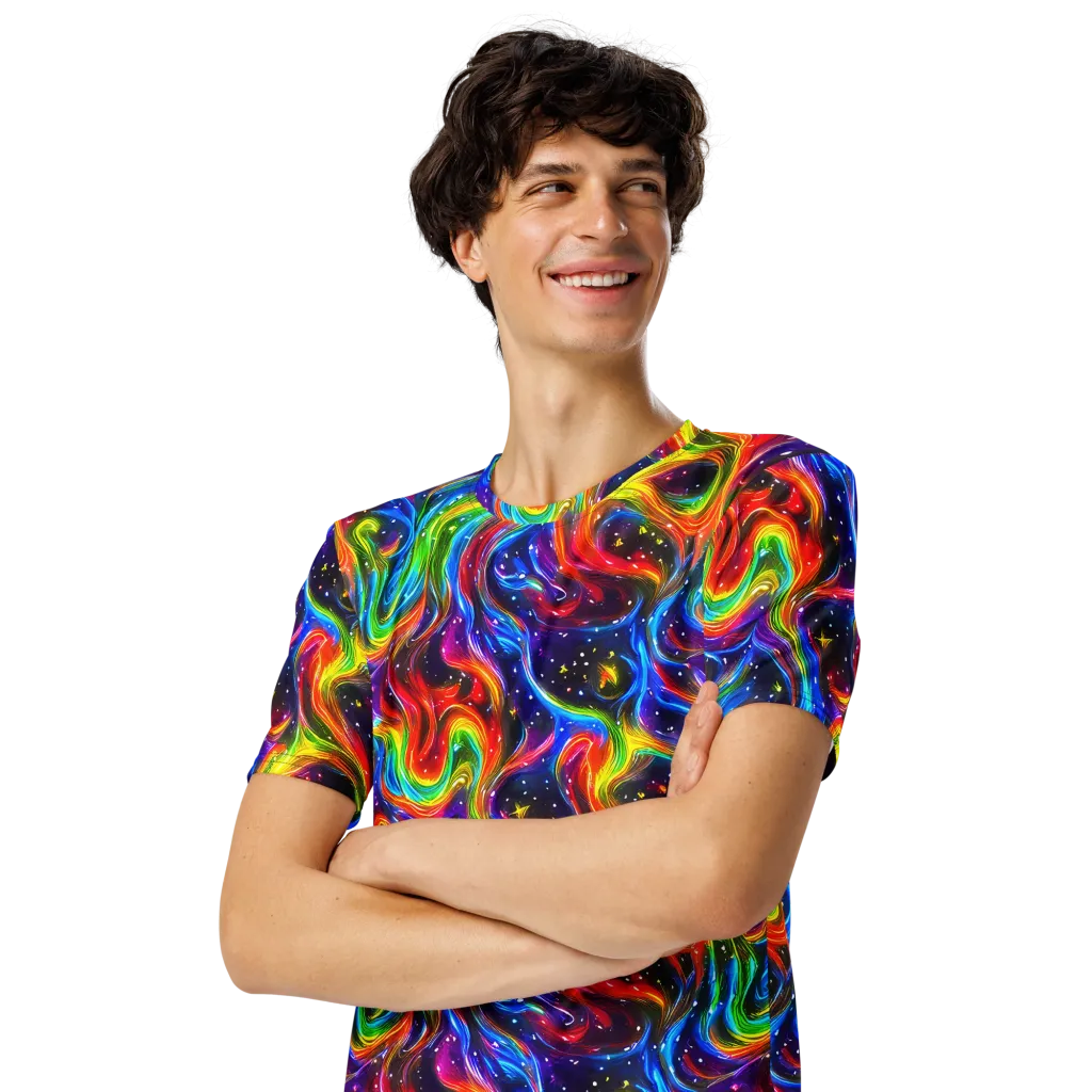 Rainbow Eclipse on Men's Crew Neck T-Shirt — Left Front