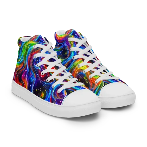 Rainbow Eclipse on a Men's High Top Canvas Shoes