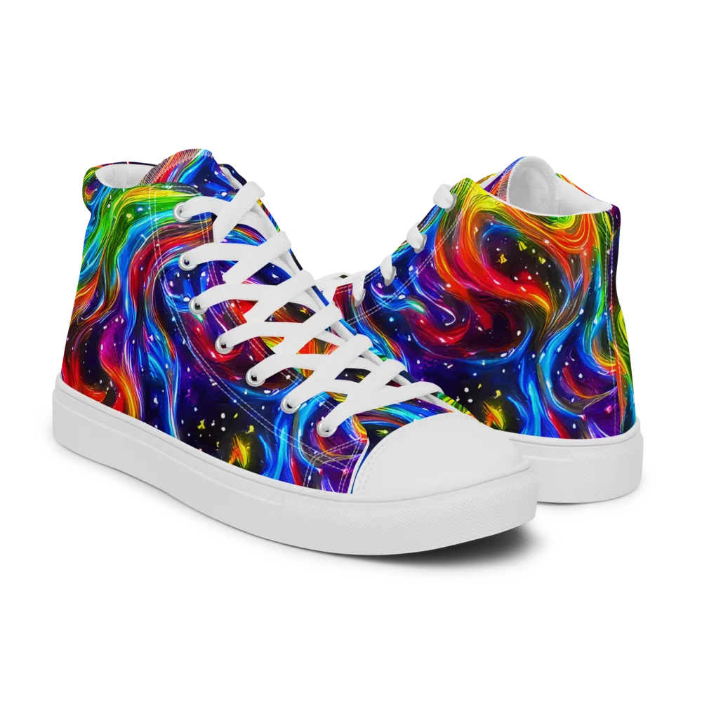 Rainbow Eclipse on Men's High Top Canvas Shoes — Right