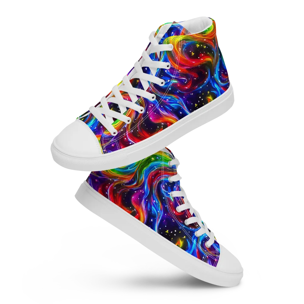 Rainbow Eclipse on Men's High Top Canvas Shoes — Front