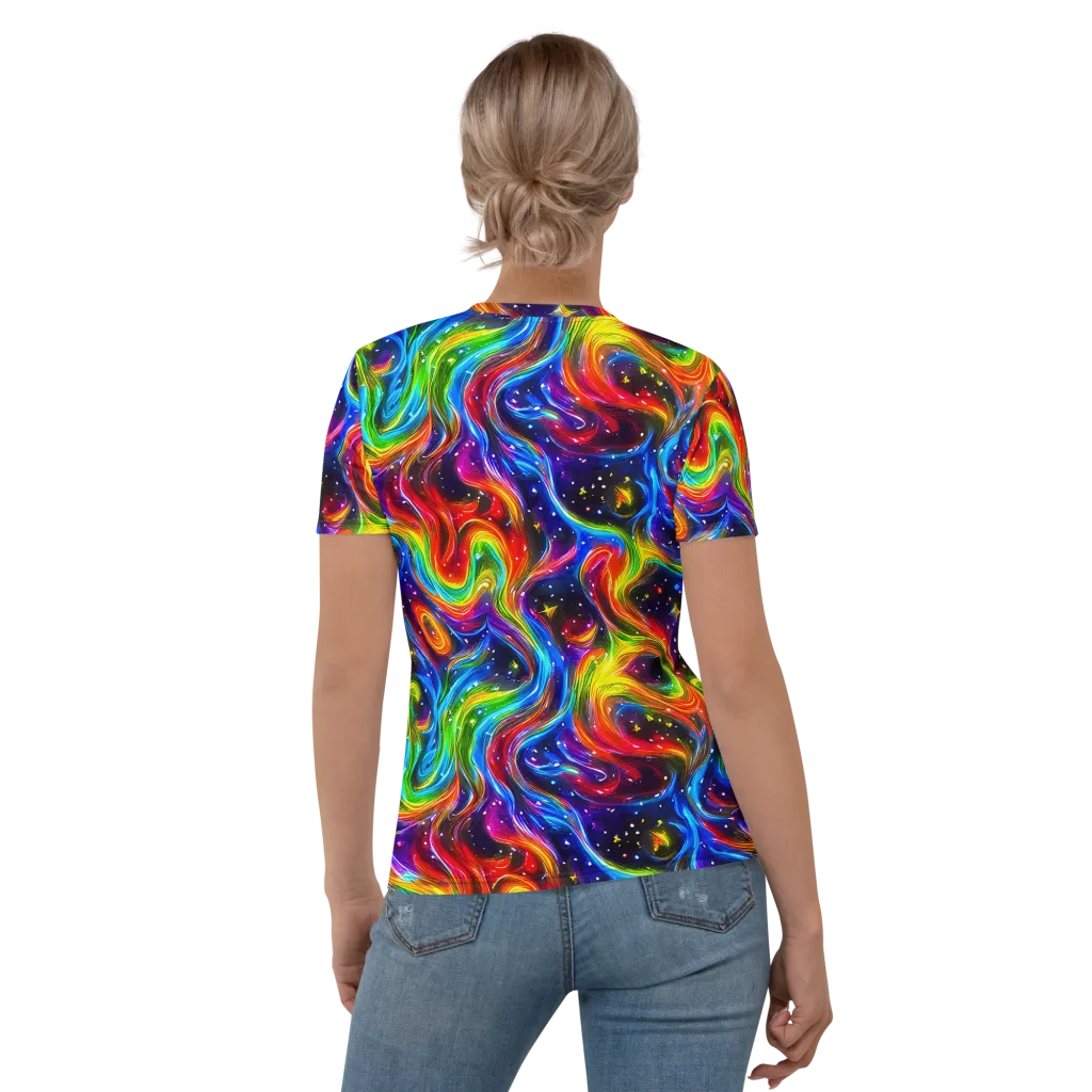 Rainbow Eclipse on Women's Crew Neck T-Shirt — Back