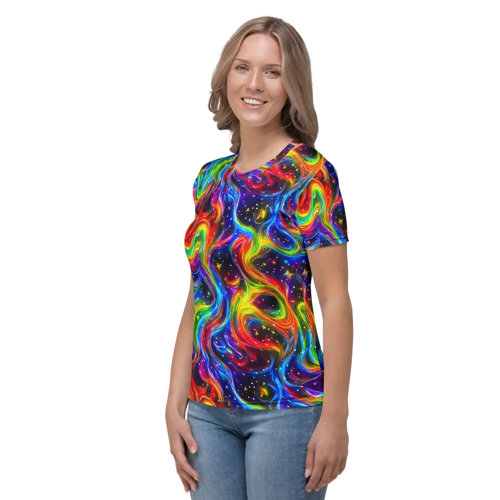 Rainbow Eclipse on Women's Crew Neck T-Shirt — Left