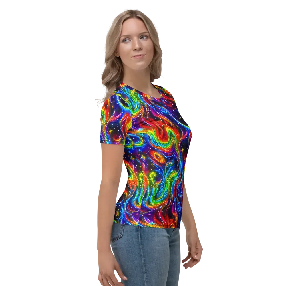 Rainbow Eclipse on Women's Crew Neck T-Shirt — Right