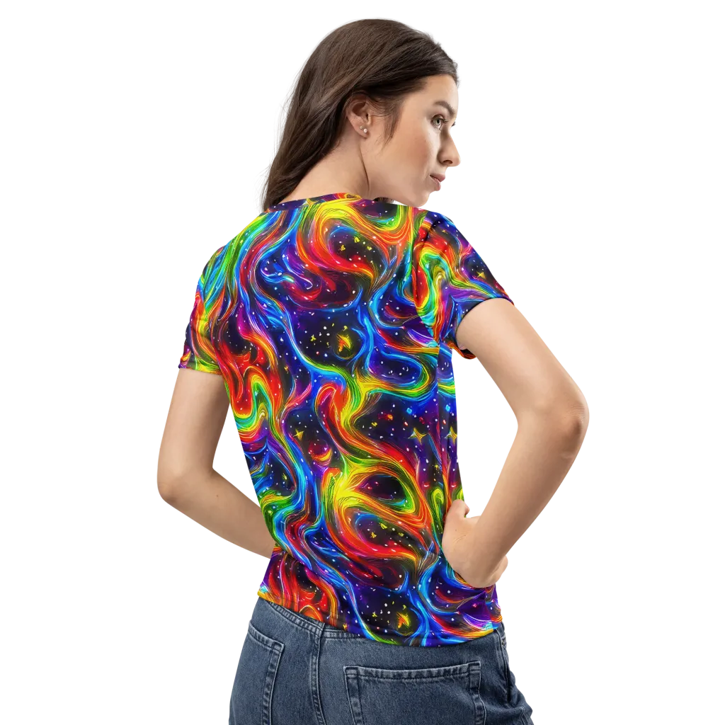 Rainbow Eclipse on Women's Crew Neck T-Shirt — Back