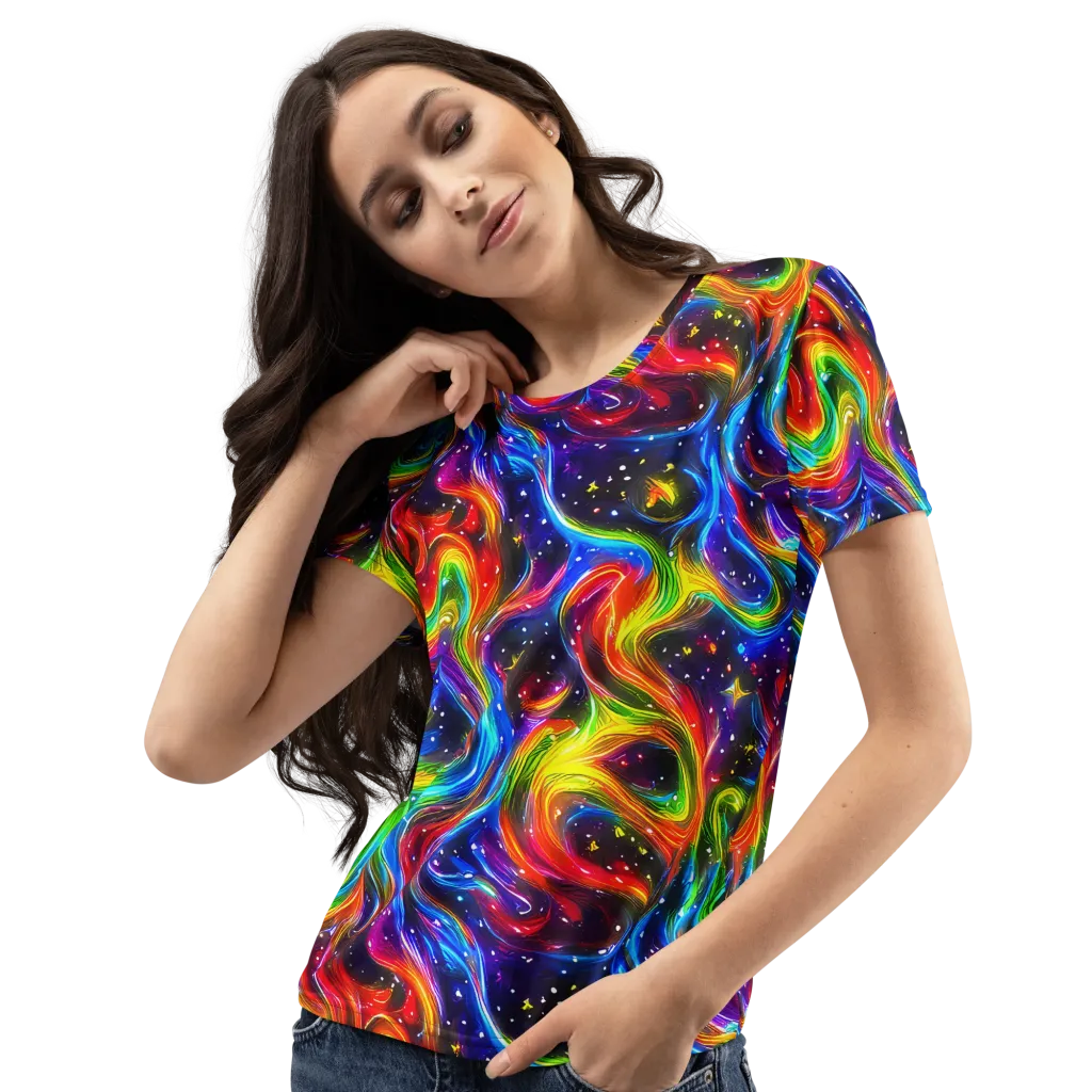 Rainbow Eclipse on Women's Crew Neck T-Shirt — Left Front