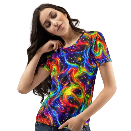 Rainbow Eclipse on a Women's Crew Neck T-Shirt
