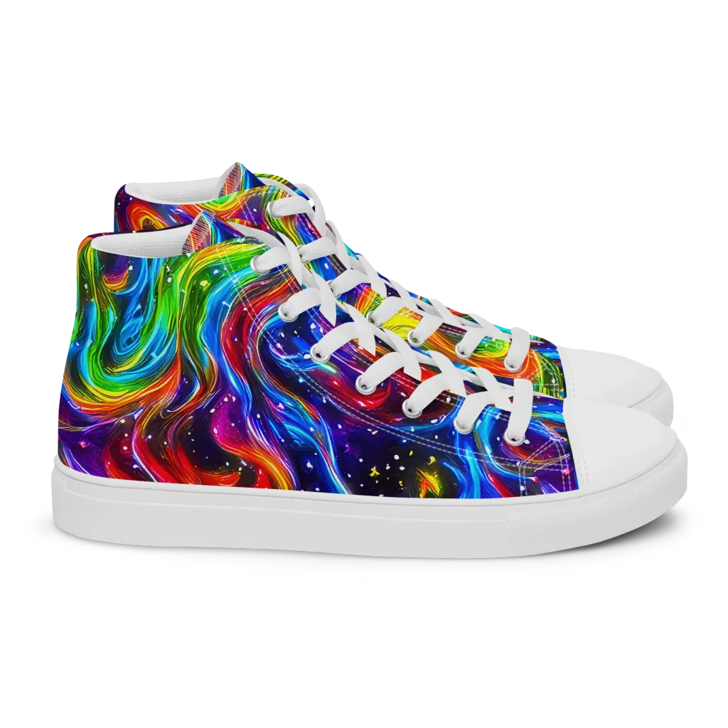 Rainbow Eclipse on Women's High Top Canvas Shoes — Right