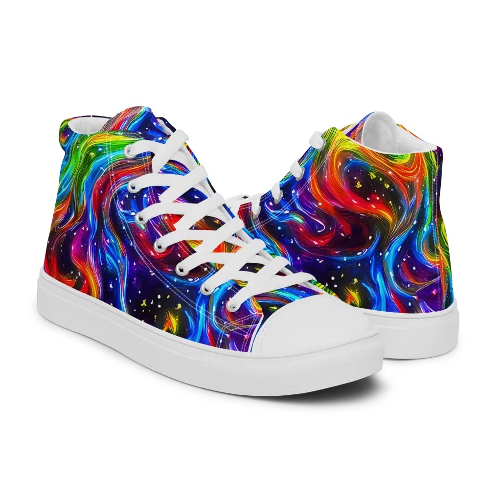 Rainbow Eclipse on Women's High Top Canvas Shoes — Right