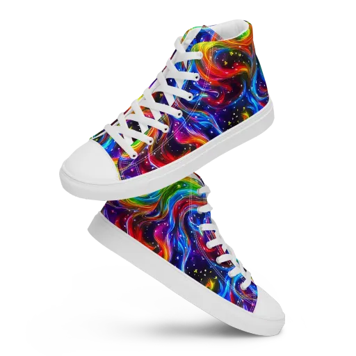 Rainbow Eclipse on a Women's High Top Canvas Shoes