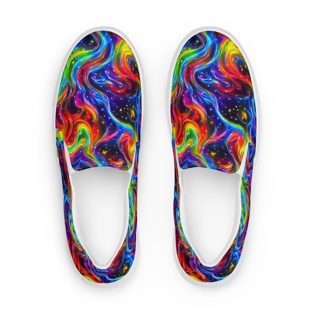 Rainbow Eclipse on Men's Slip-On Canvas Shoes — Front