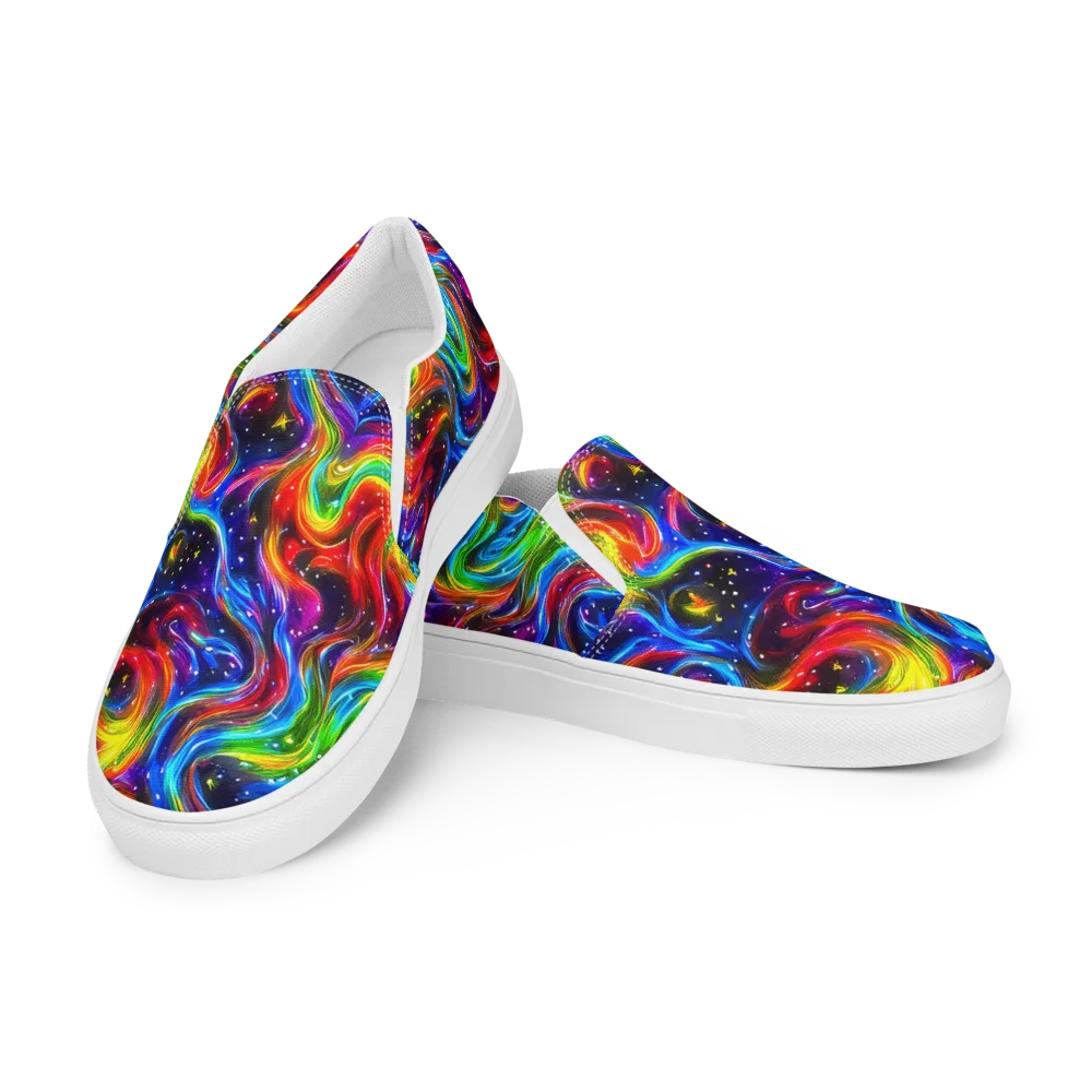 Rainbow Eclipse on Men's Slip-On Canvas Shoes — Left Front