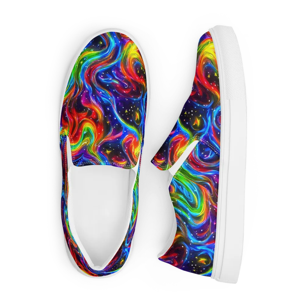 Rainbow Eclipse on Men's Slip-On Canvas Shoes — Front