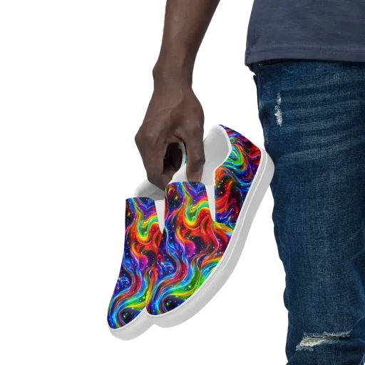 Rainbow Eclipse on a Men's Slip-On Canvas Shoes