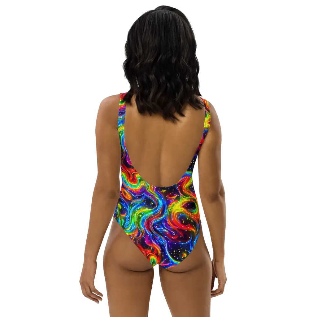 Rainbow Eclipse on One-Piece Swimsuit — Back