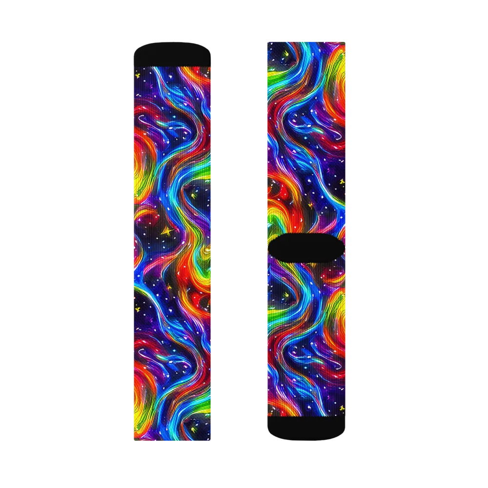 Rainbow Eclipse on Socks — Left Sock
