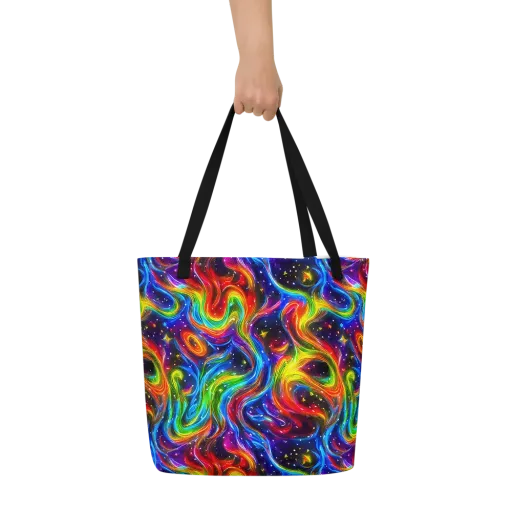 Rainbow Eclipse on a Large Tote Bag W/ Pocket