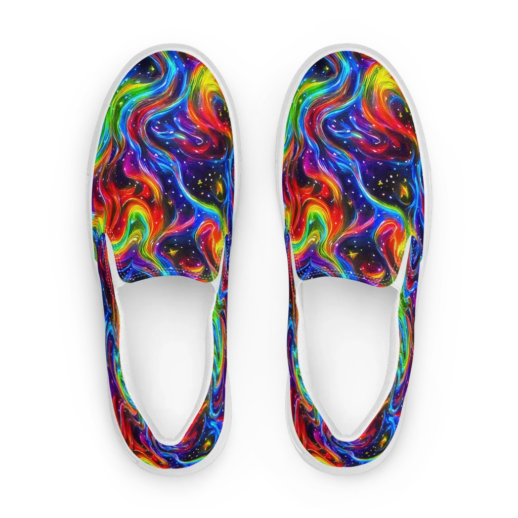 Rainbow Eclipse on Women's Slip-On Canvas Shoes — Front