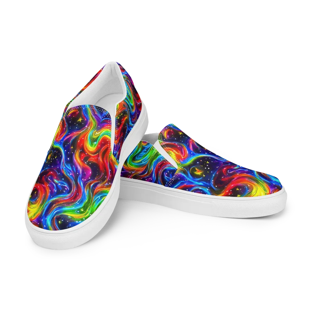 Rainbow Eclipse on Women's Slip-On Canvas Shoes — Left Front