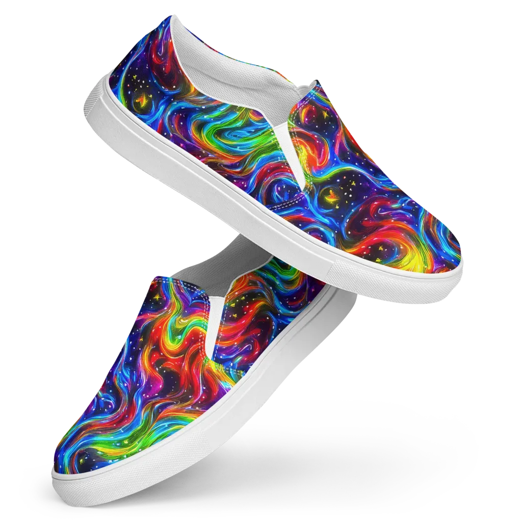 Rainbow Eclipse on Women's Slip-On Canvas Shoes — Front