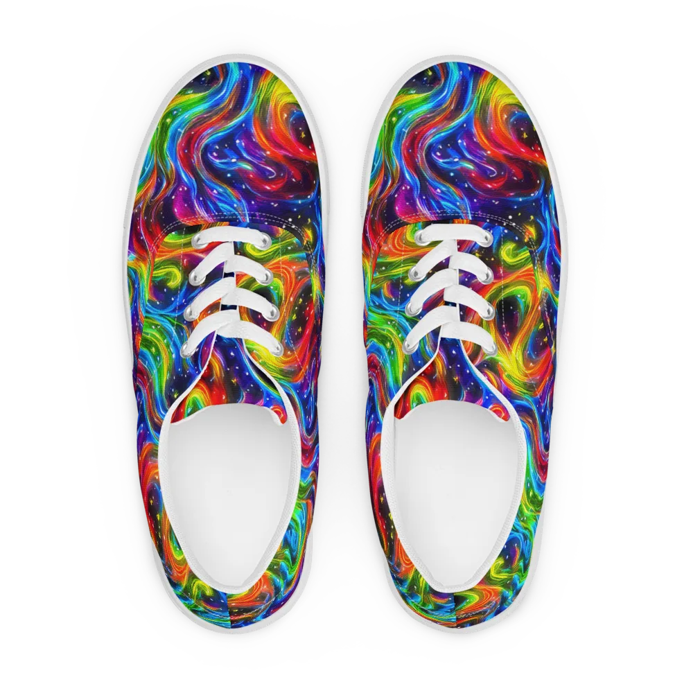 Rainbow Eclipse on Men's Lace-Up Canvas Shoes — Front
