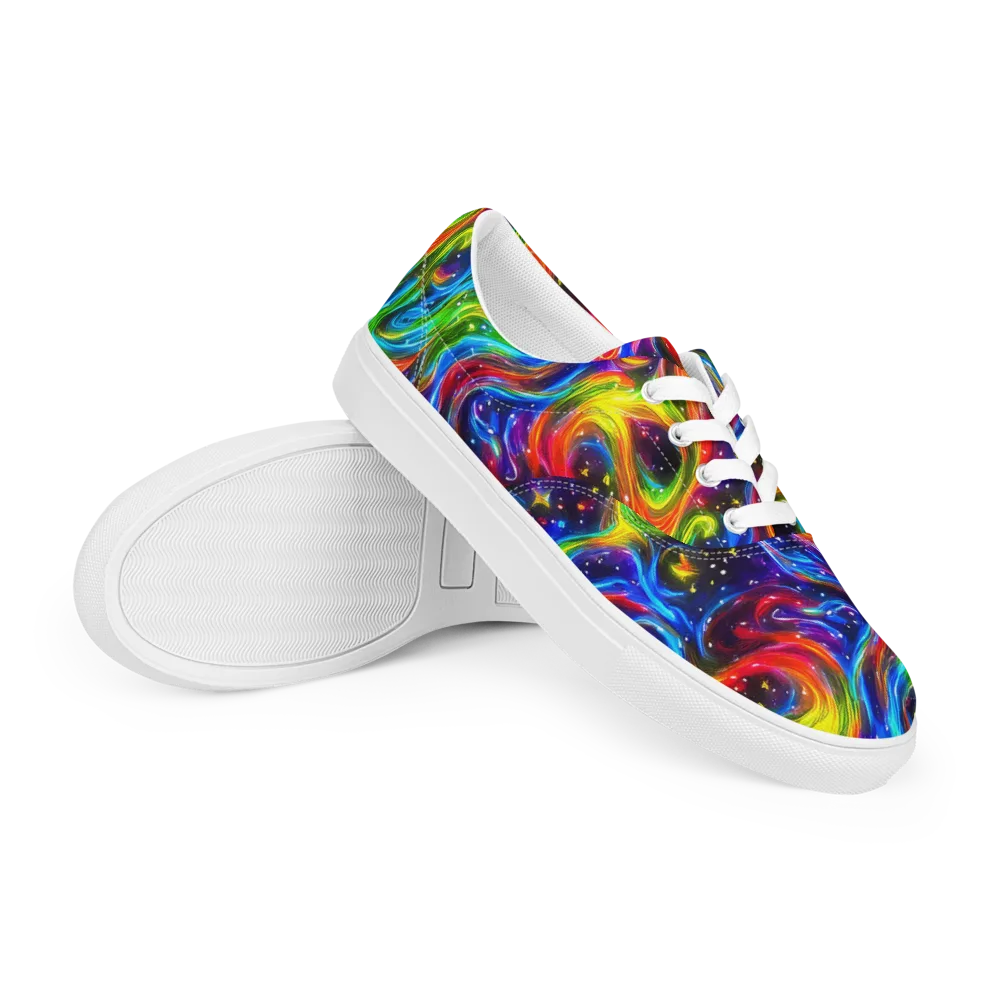 Rainbow Eclipse on Men's Lace-Up Canvas Shoes — Right Front