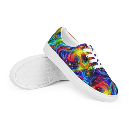 Rainbow Eclipse on a Men's Lace-Up Canvas Shoes