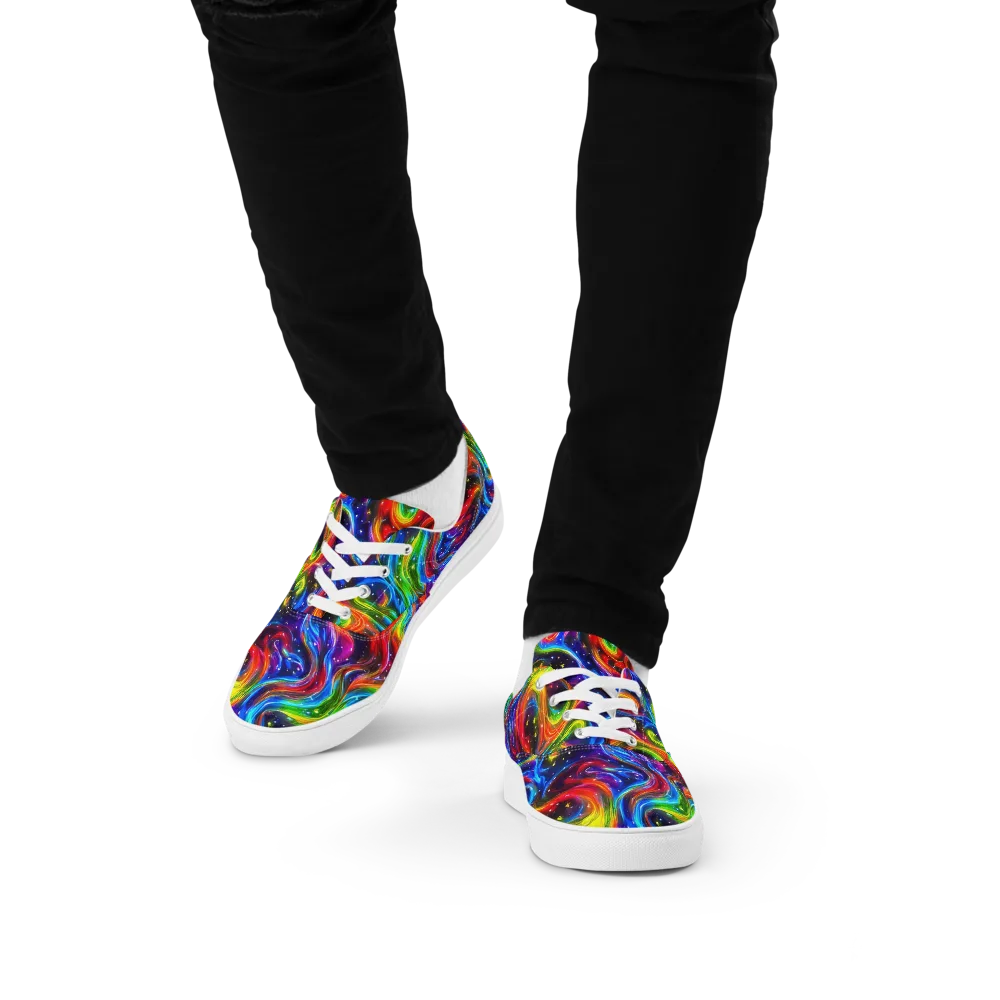Rainbow Eclipse on Men's Lace-Up Canvas Shoes — Front