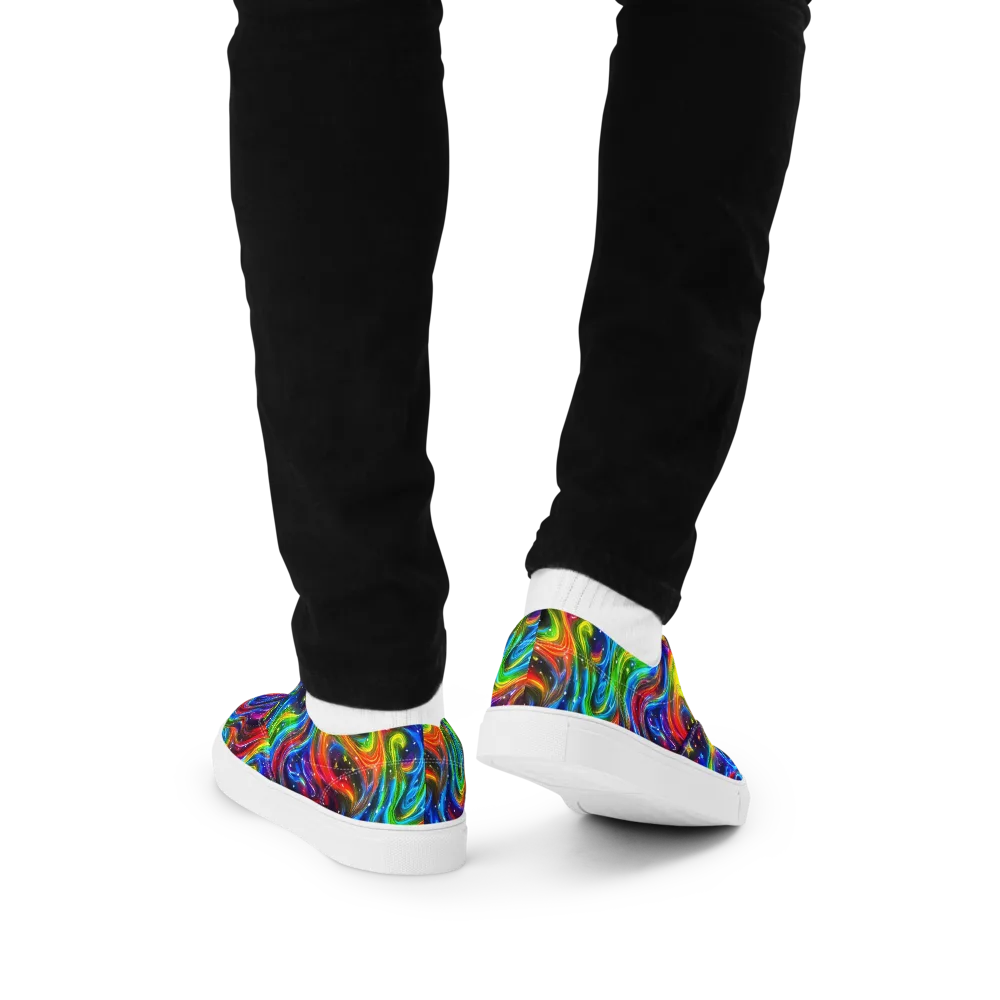 Rainbow Eclipse on Men's Lace-Up Canvas Shoes — Back